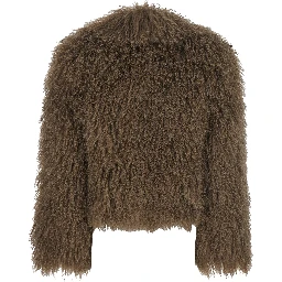 TIBET FUR SHORT JACKET with Tibetan fur and green color for women