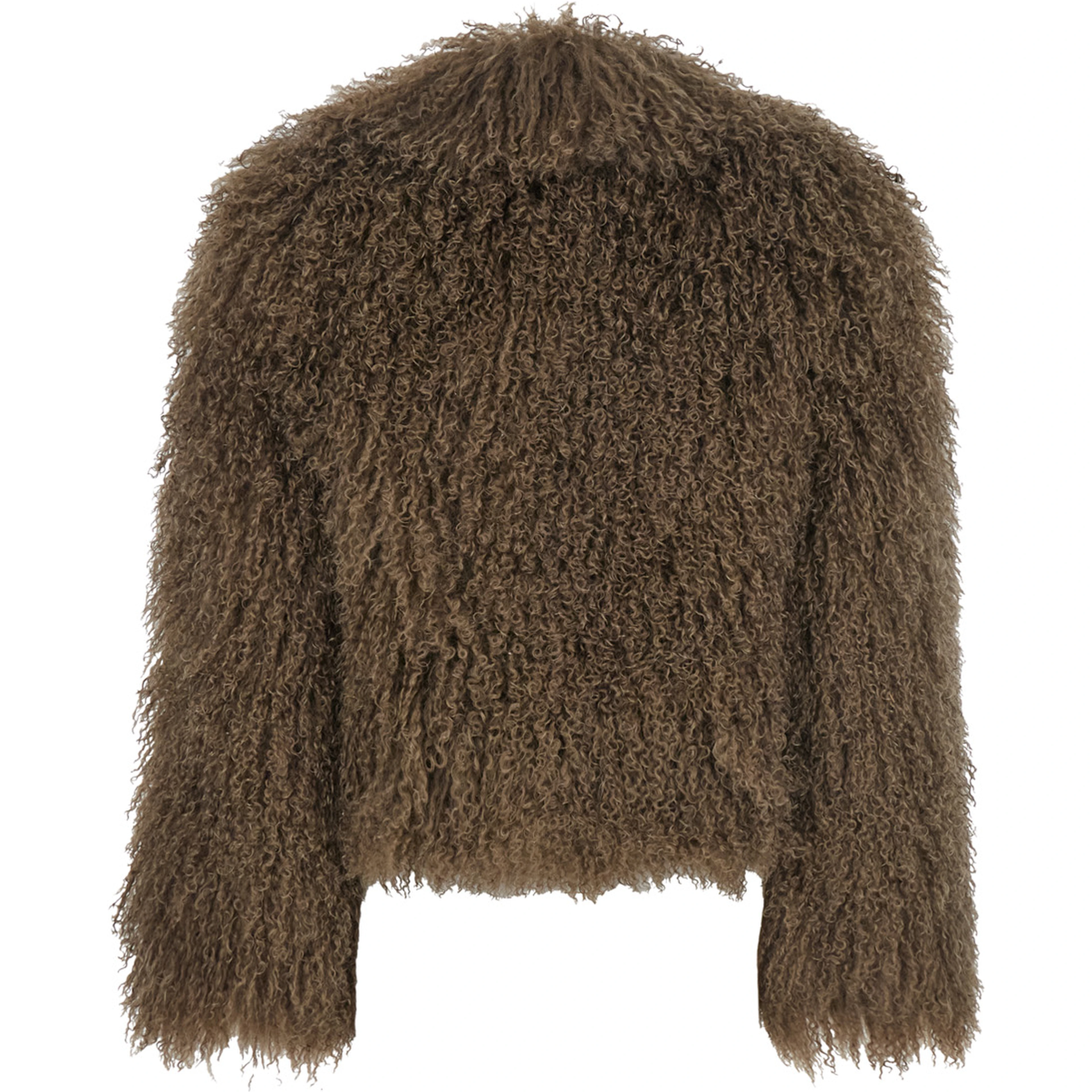 TIBET FUR SHORT JACKET with Tibetan fur and green color for women