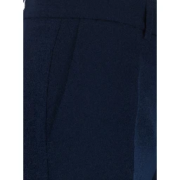 Blue Pants with Belt Loops and Straight Leg in Fabric for Women