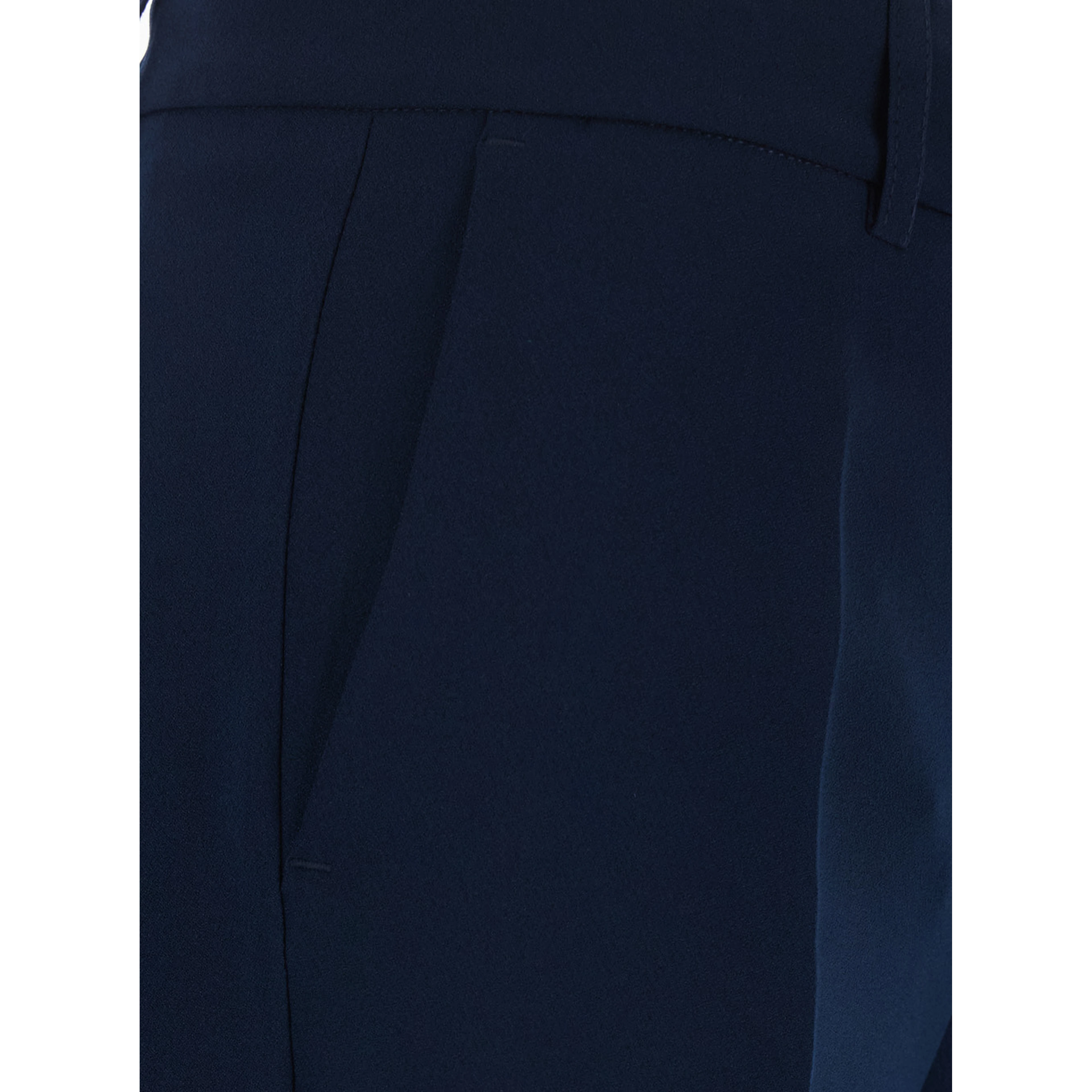 Blue Pants with Belt Loops and Straight Leg in Fabric for Women