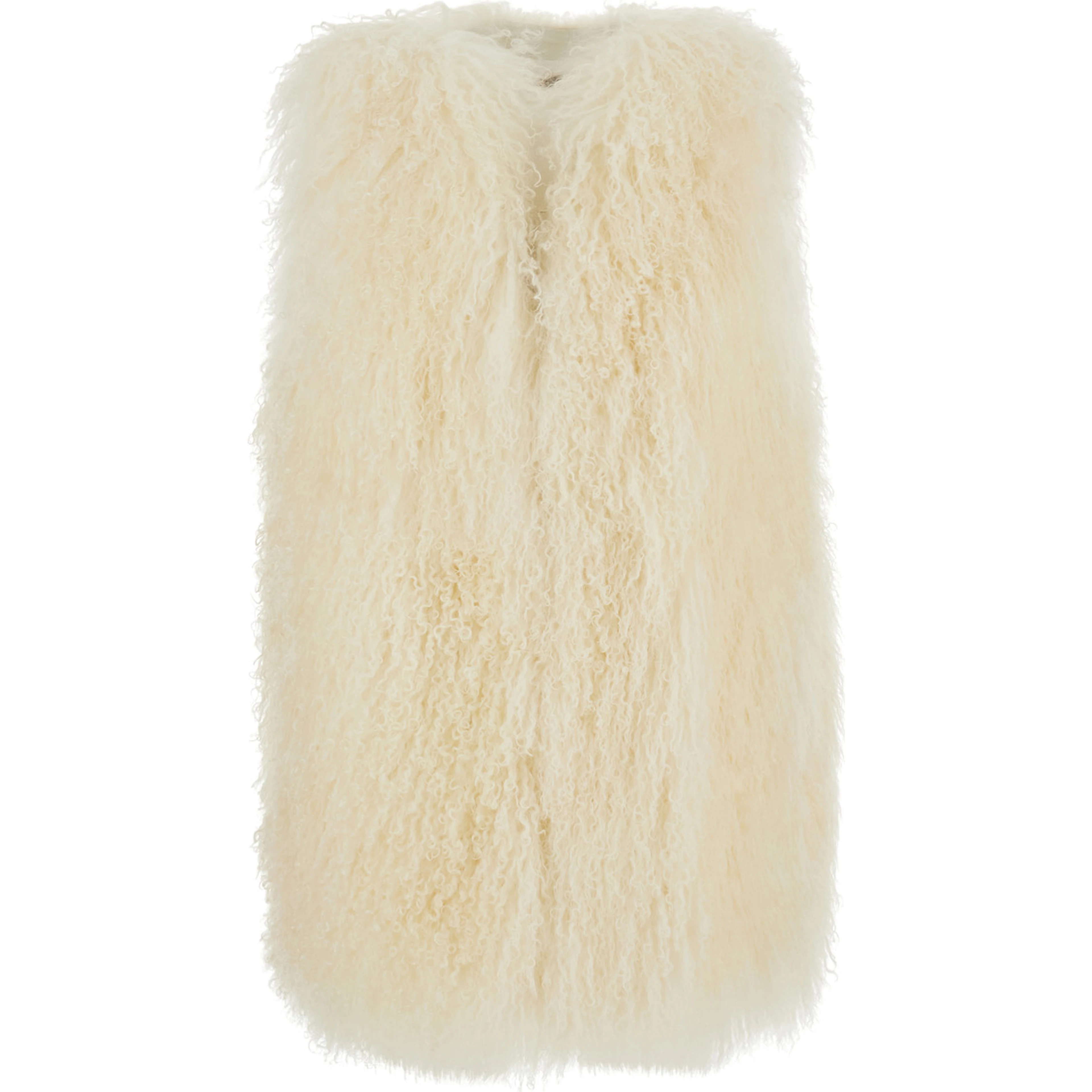 Beige Fur jacket with Sleeveless Design in fur for Women