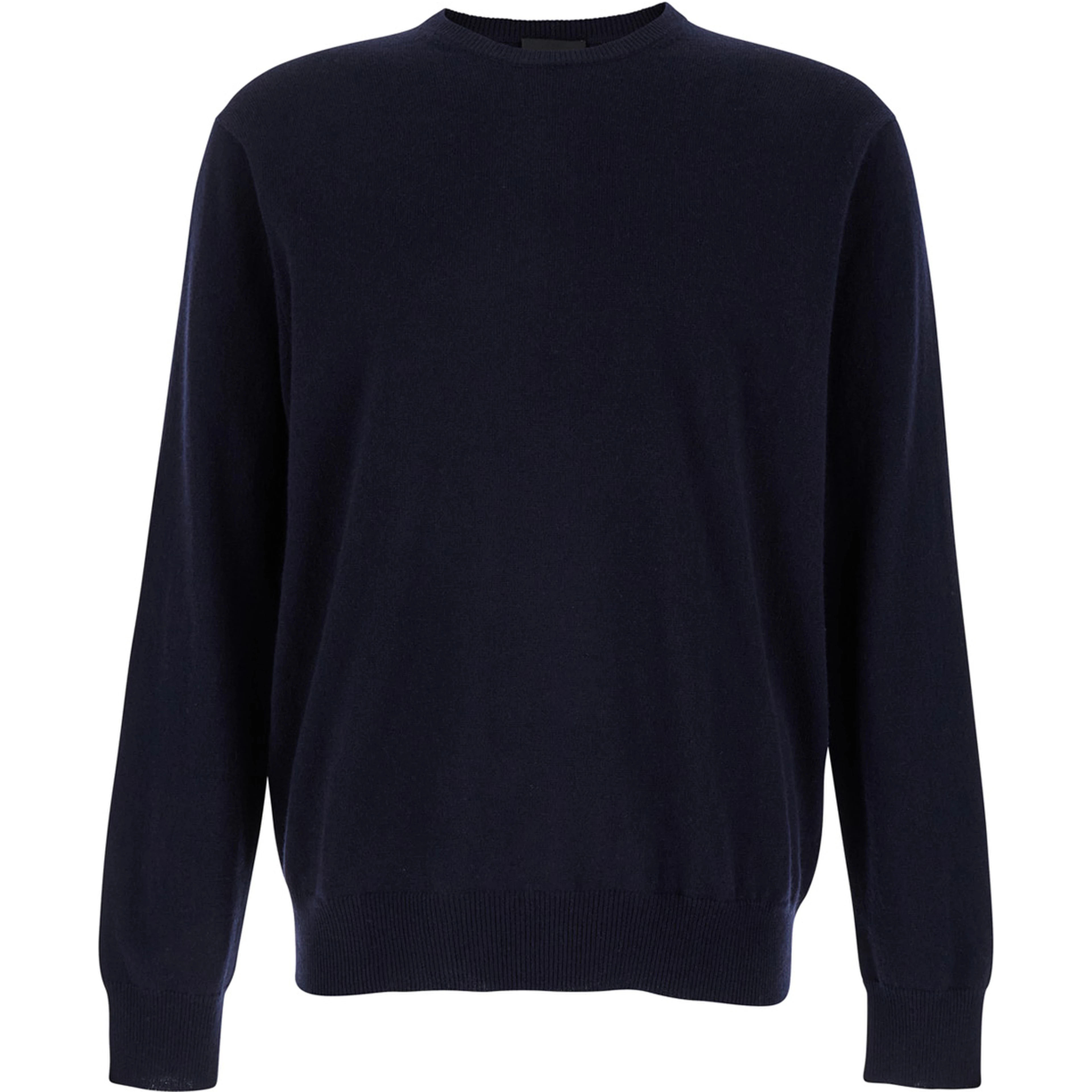 Blue Cashmere Long Sleeve Round Neck Sweater for Women