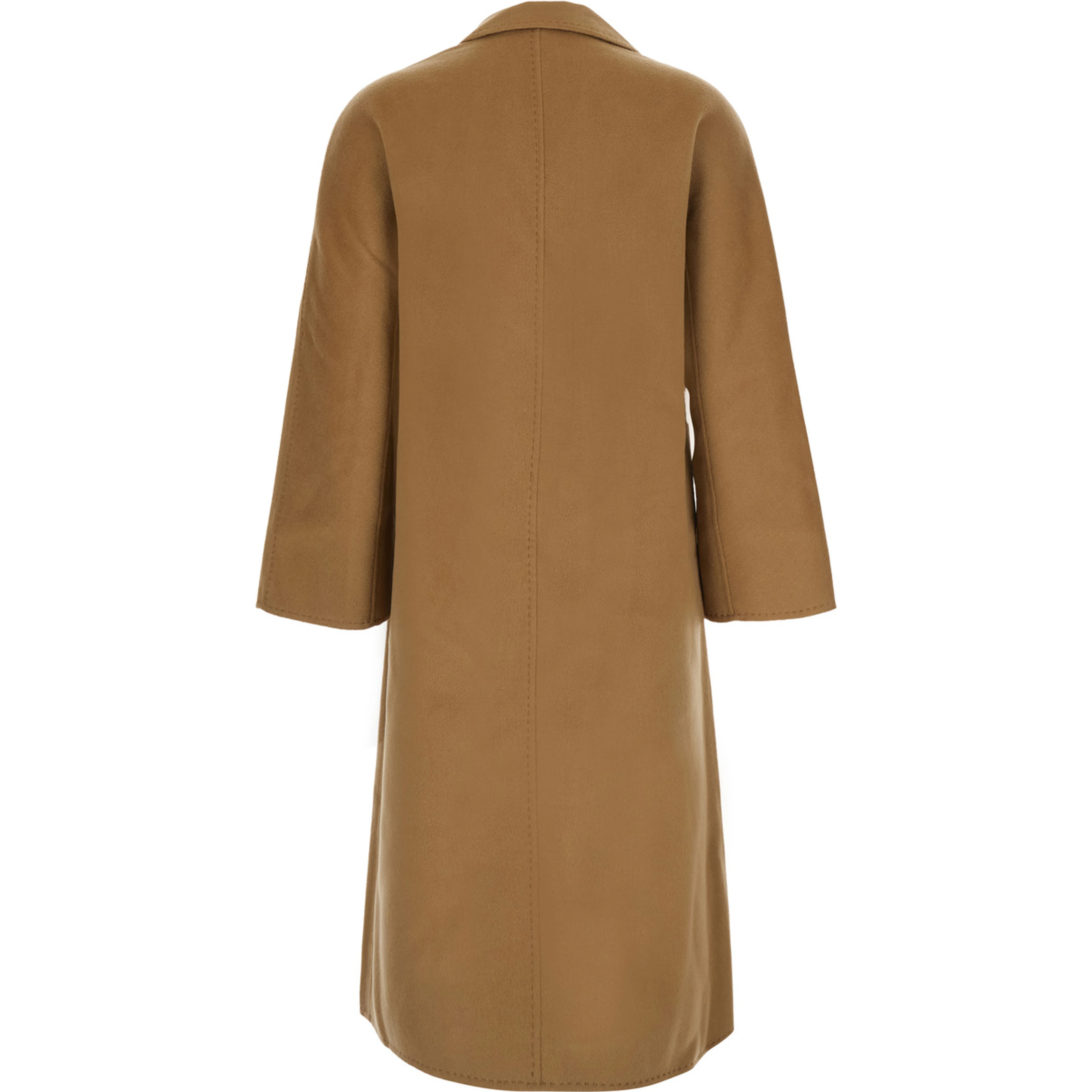 Brown double-breasted coat with classic lapels in wool women