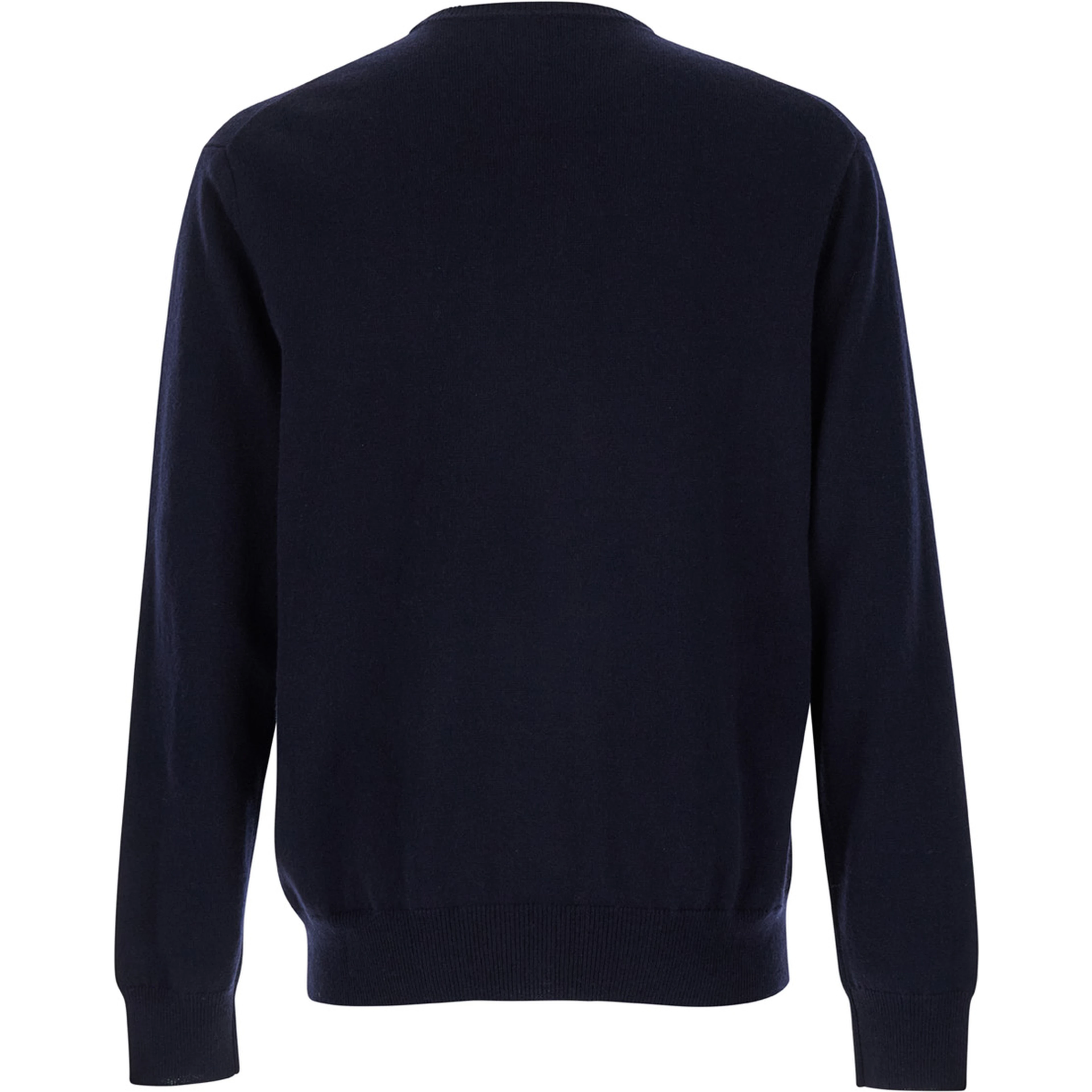 Blue Cashmere Long Sleeve Round Neck Sweater for Women