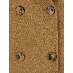 Brown double-breasted coat with classic lapels in wool women