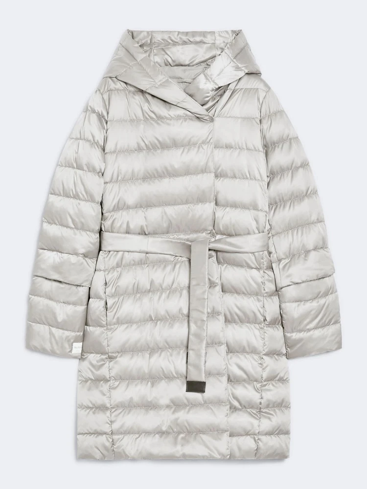 Reversible belted down jacket