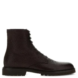 Leather lace-up ankle boots