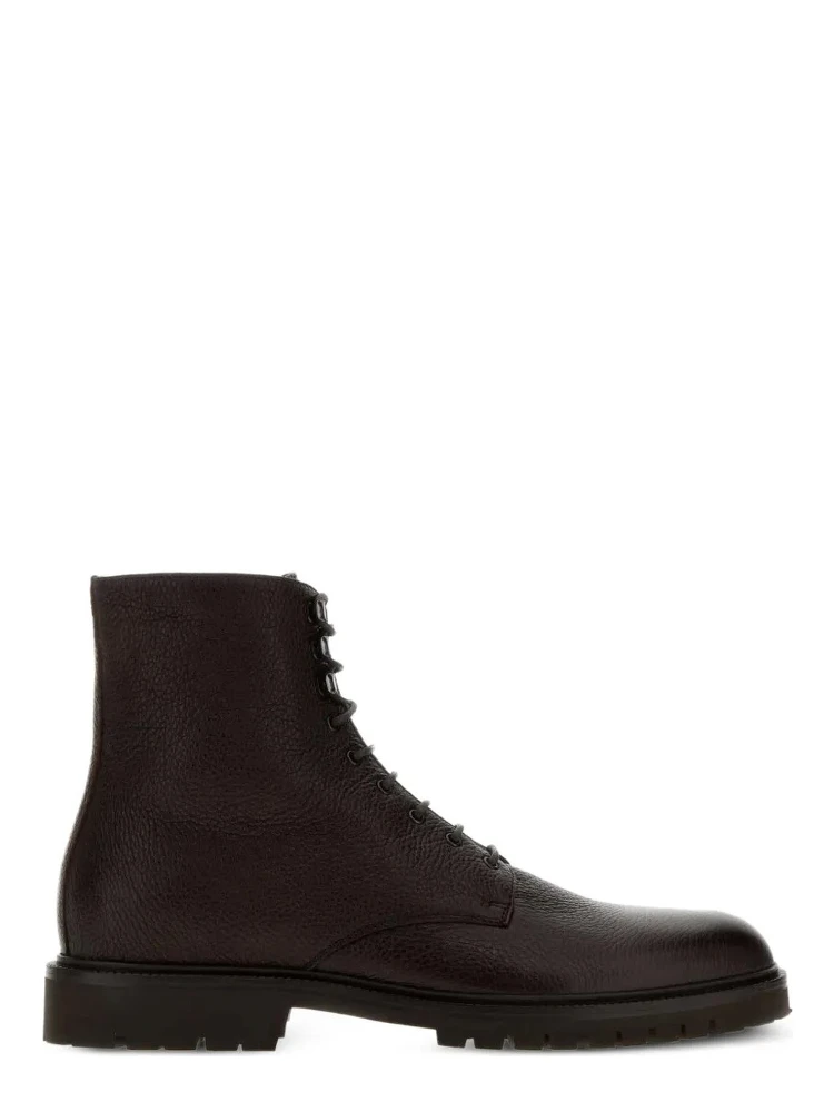 Leather lace-up ankle boots