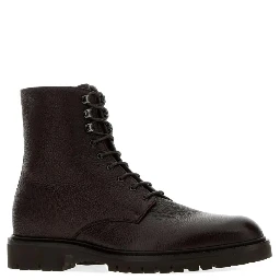 Leather lace-up ankle boots