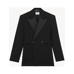 Double-breasted tuxedo jacket in grain de poudre