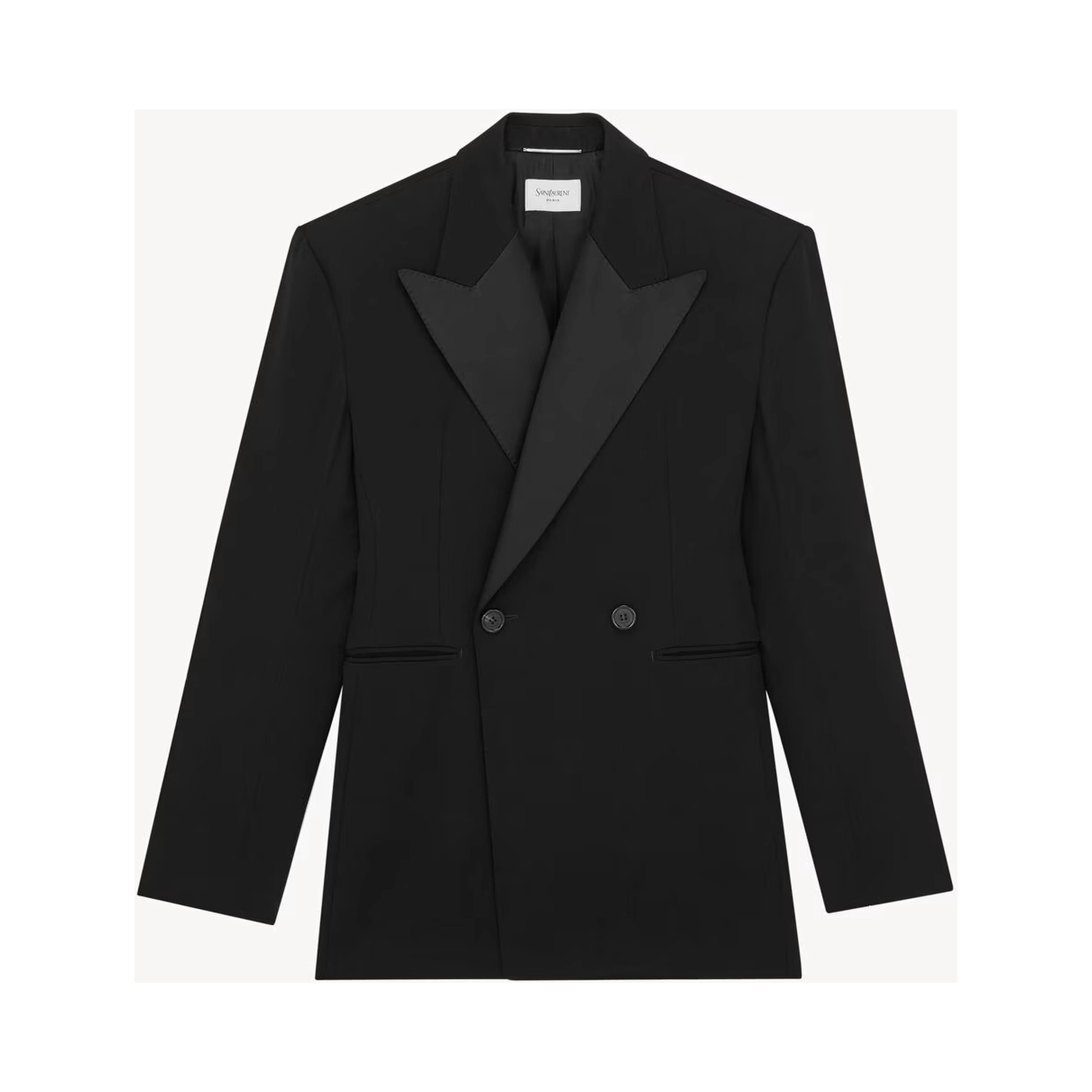 Double-breasted tuxedo jacket in grain de poudre