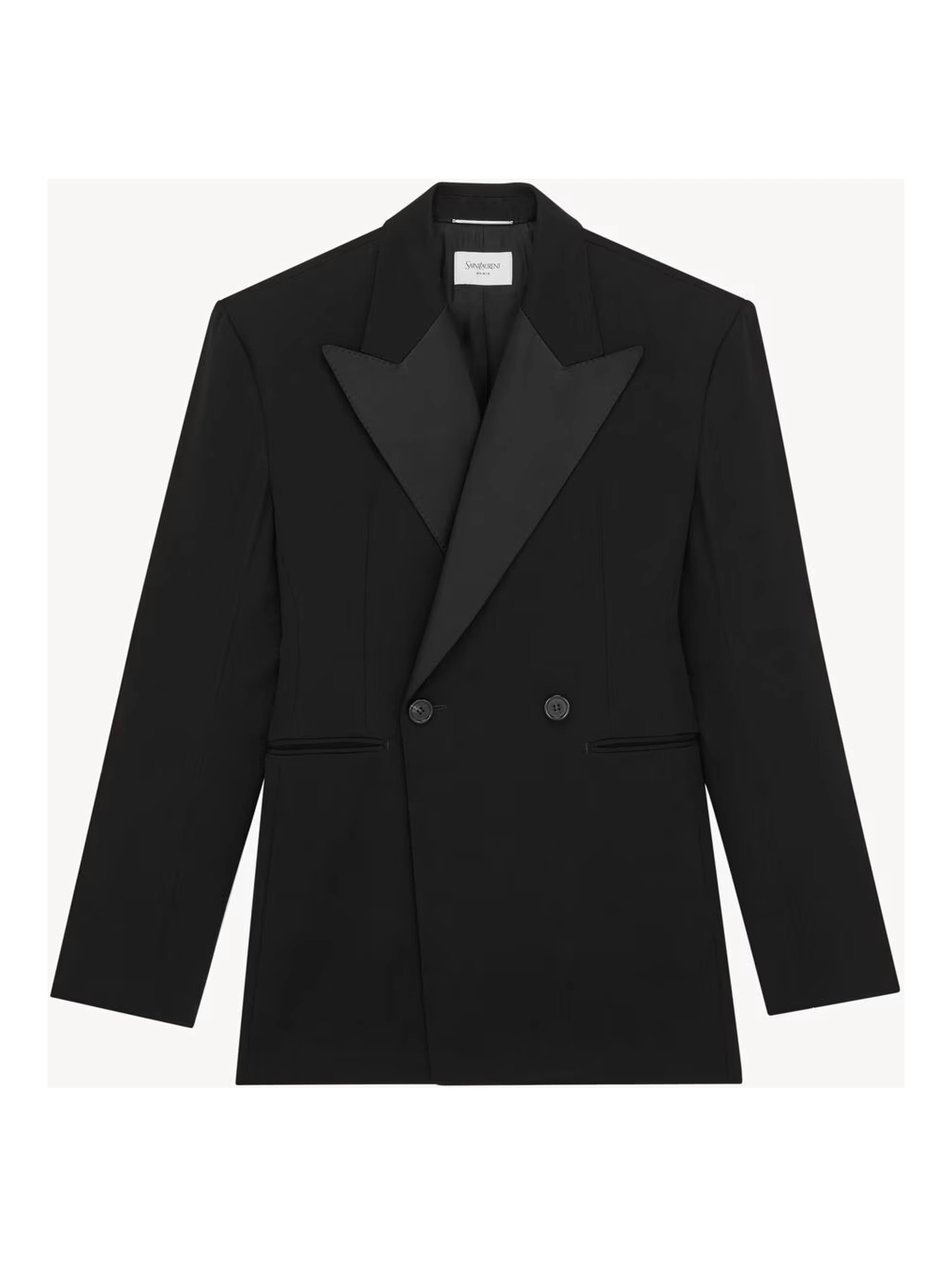 Double-breasted tuxedo jacket in grain de poudre