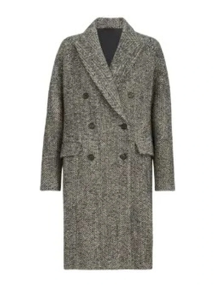 Double-breasted chevron coat