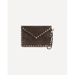"Rockstud" suede clutch