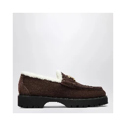 "VLogo" suede and shearling loafers