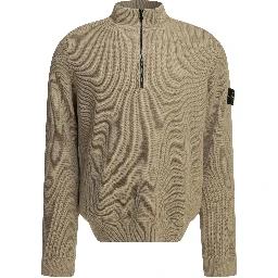 Half zippered cotton knitwear