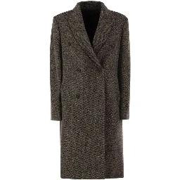 Double-breasted tweed coat