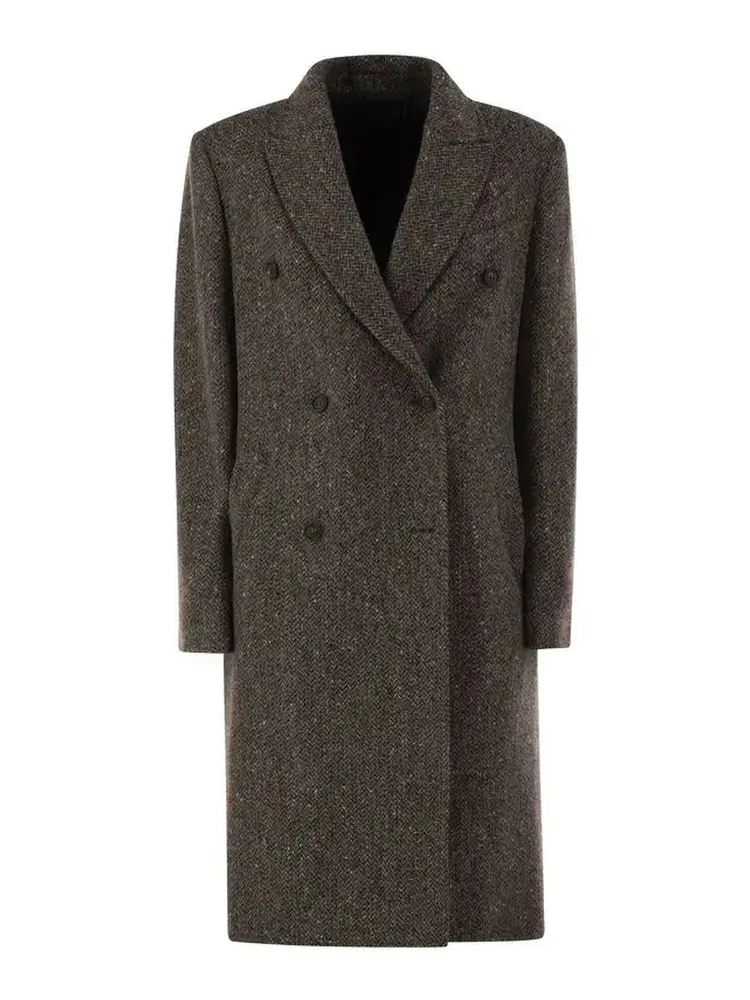 Double-breasted tweed coat