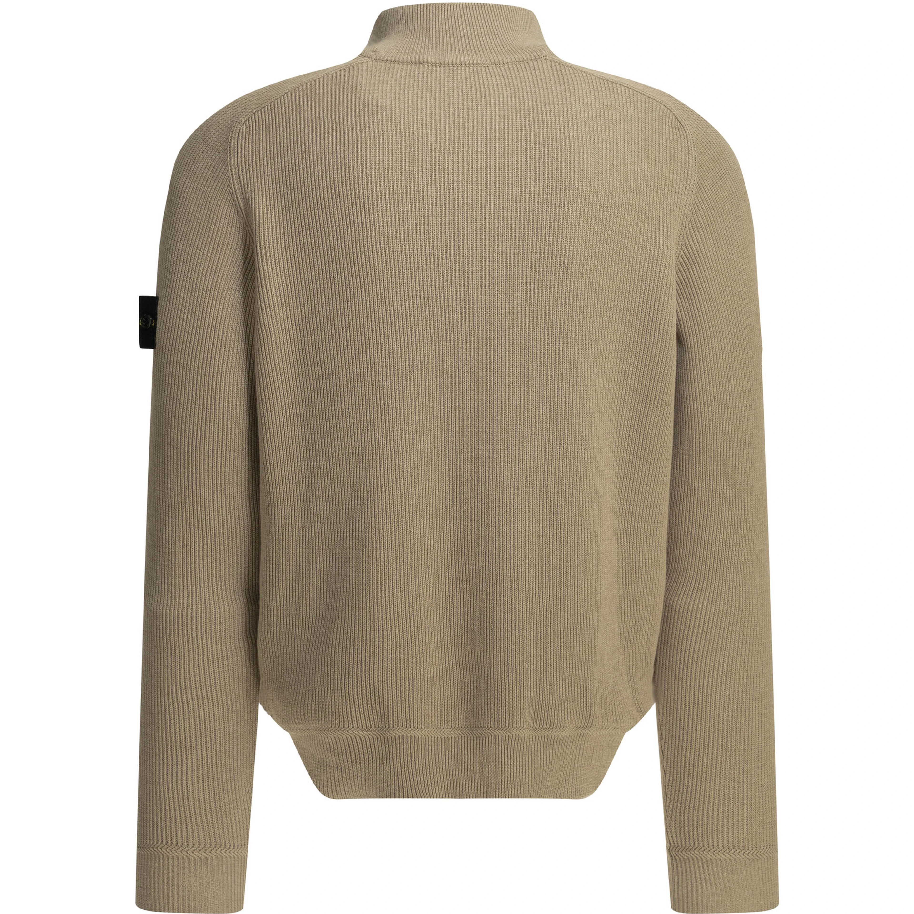 Half zippered cotton knitwear