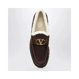 "VLogo" suede and shearling loafers