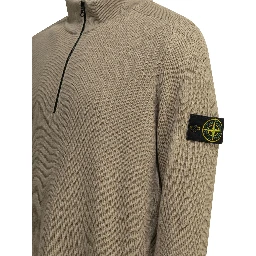 Half zippered cotton knitwear