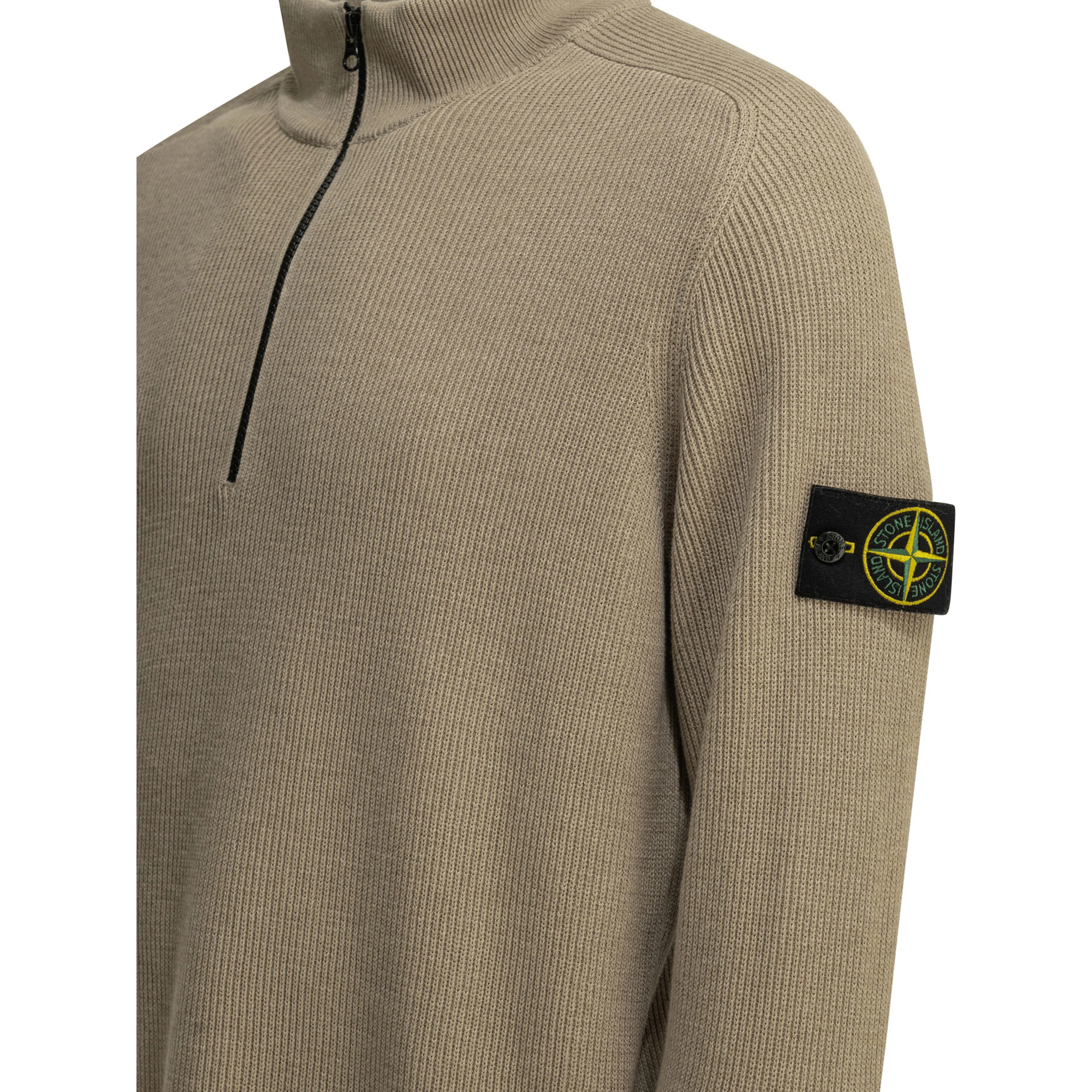 Half zippered cotton knitwear