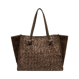 "Dua" shoulder bag in woven straw
