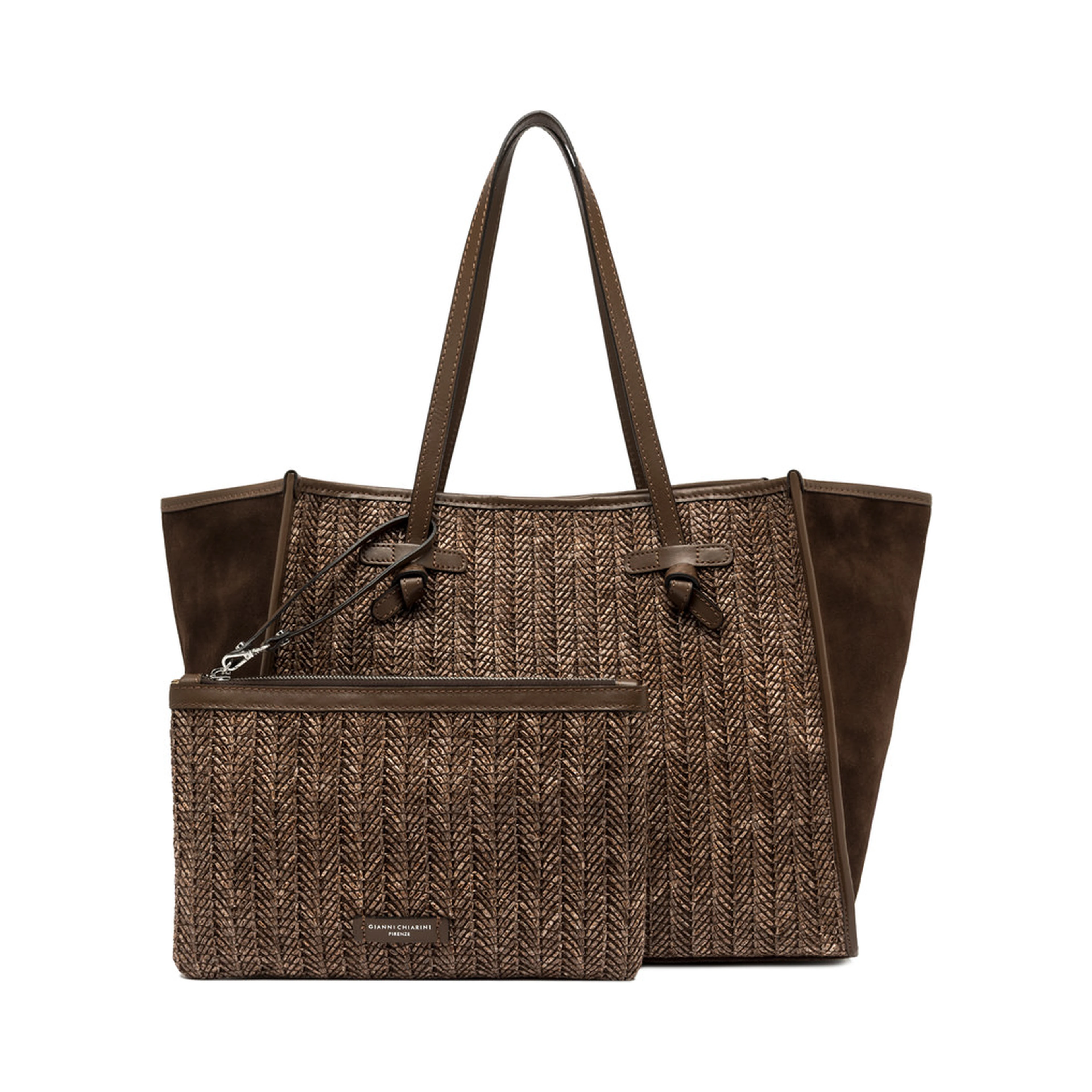 "Dua" shoulder bag in woven straw