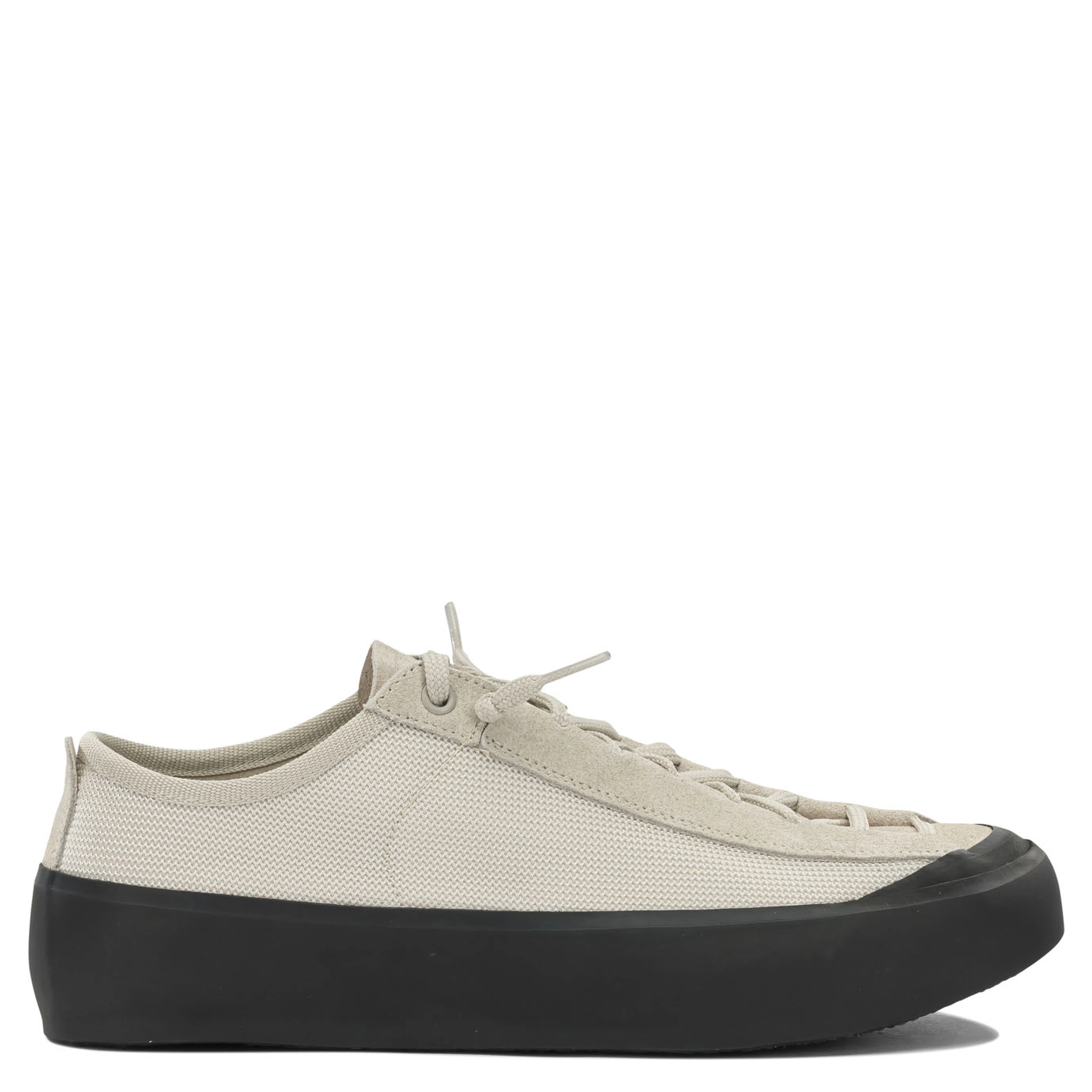 Sneakers in mixed leather and fabric