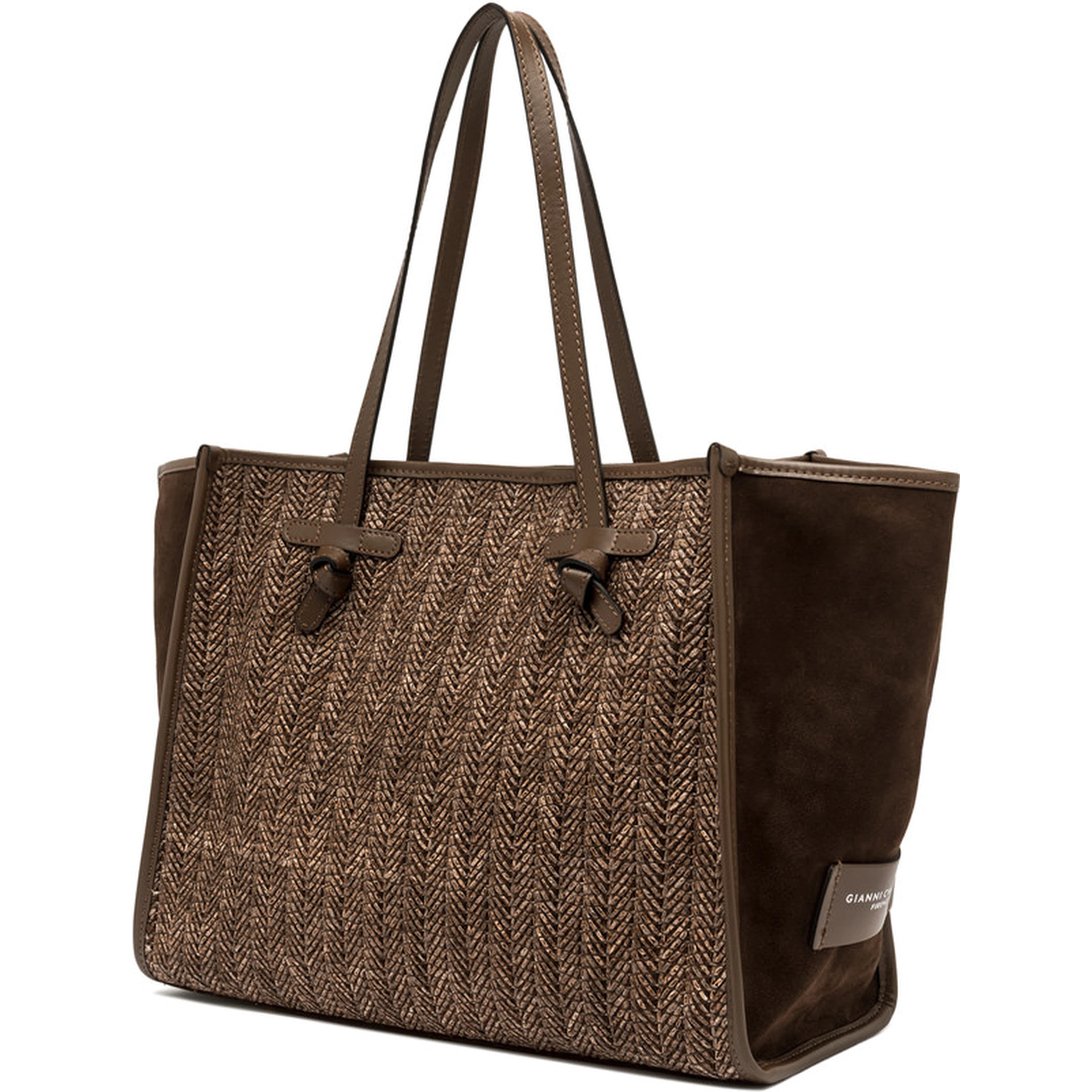 "Dua" shoulder bag in woven straw