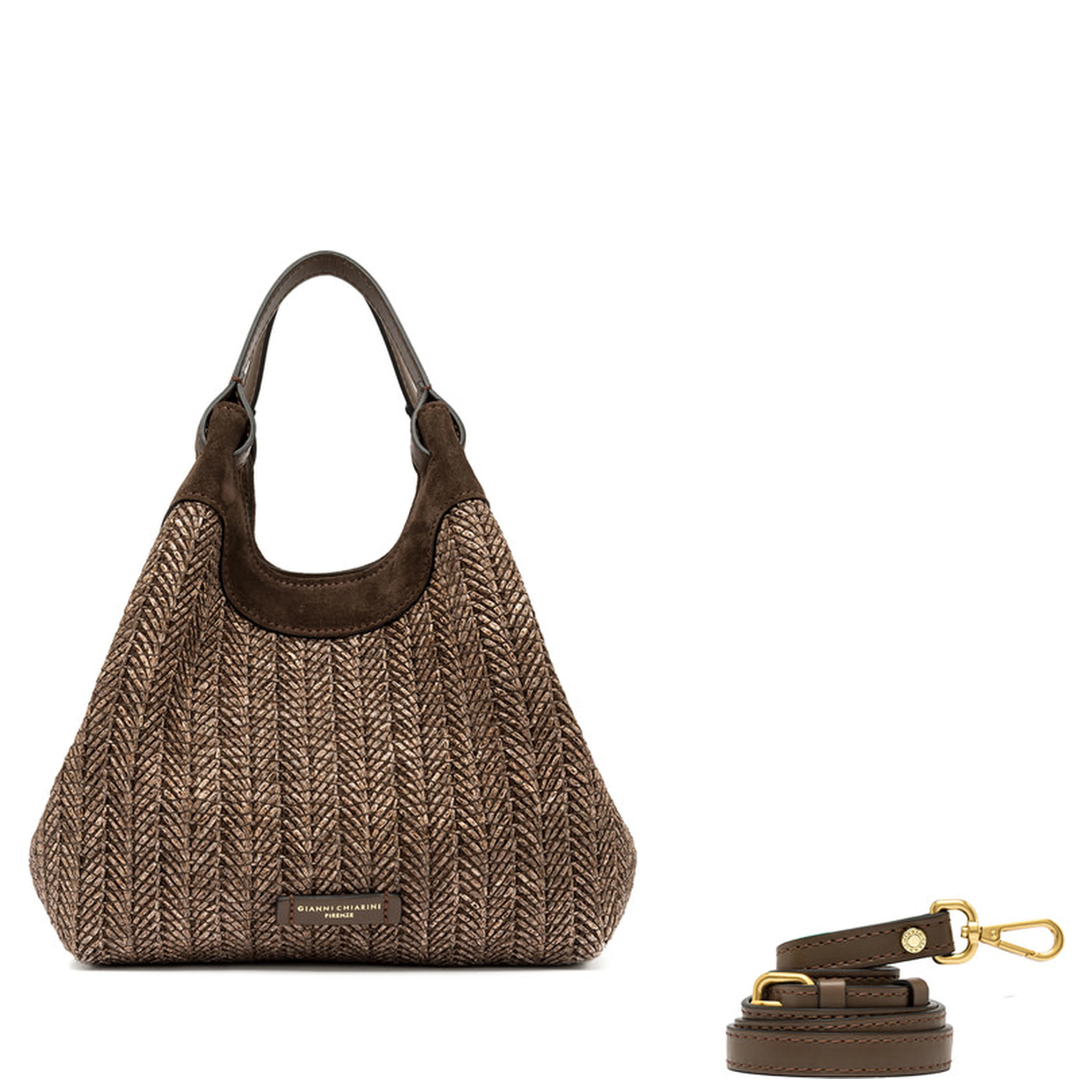 "Dua" shoulder bag in woven straw
