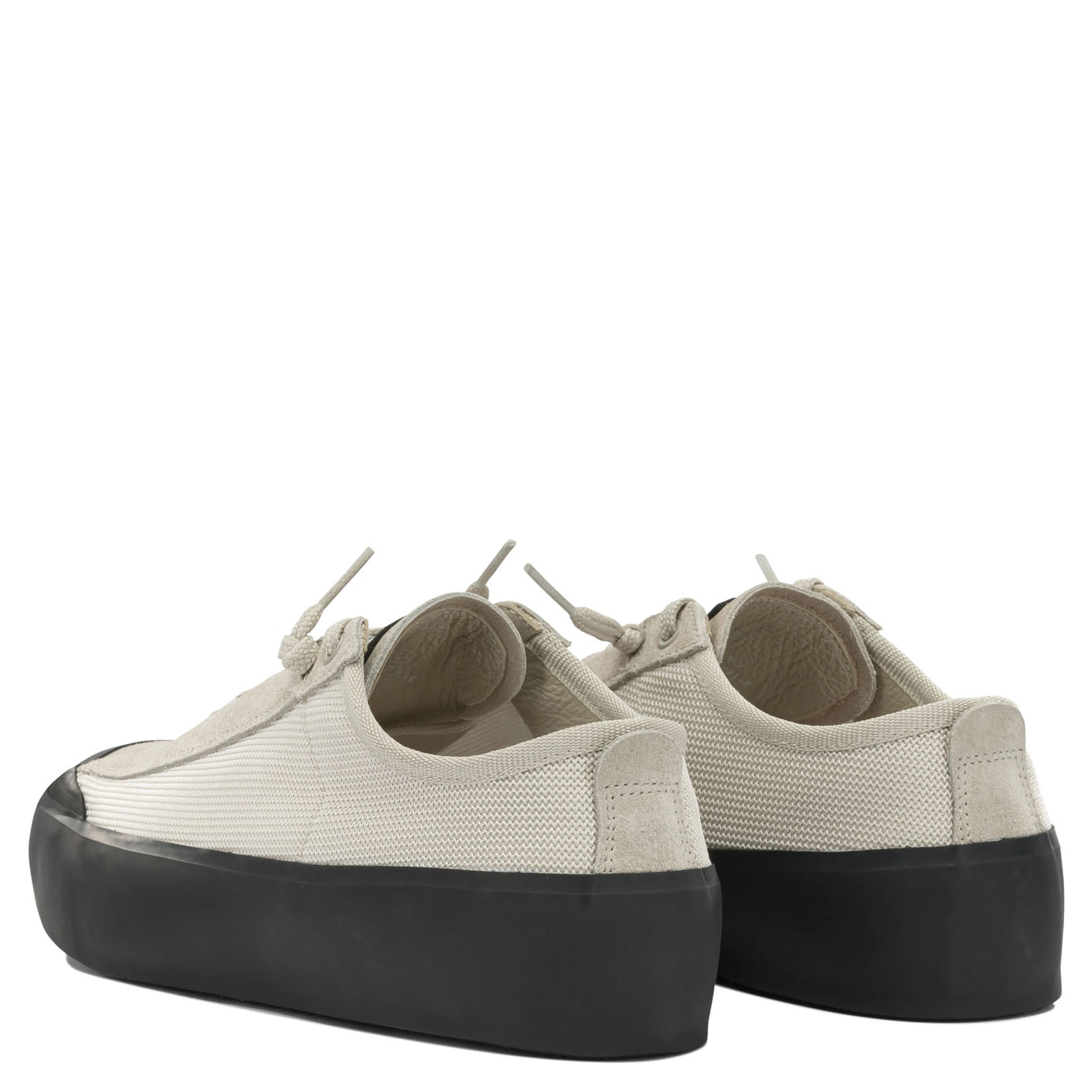 Sneakers in mixed leather and fabric