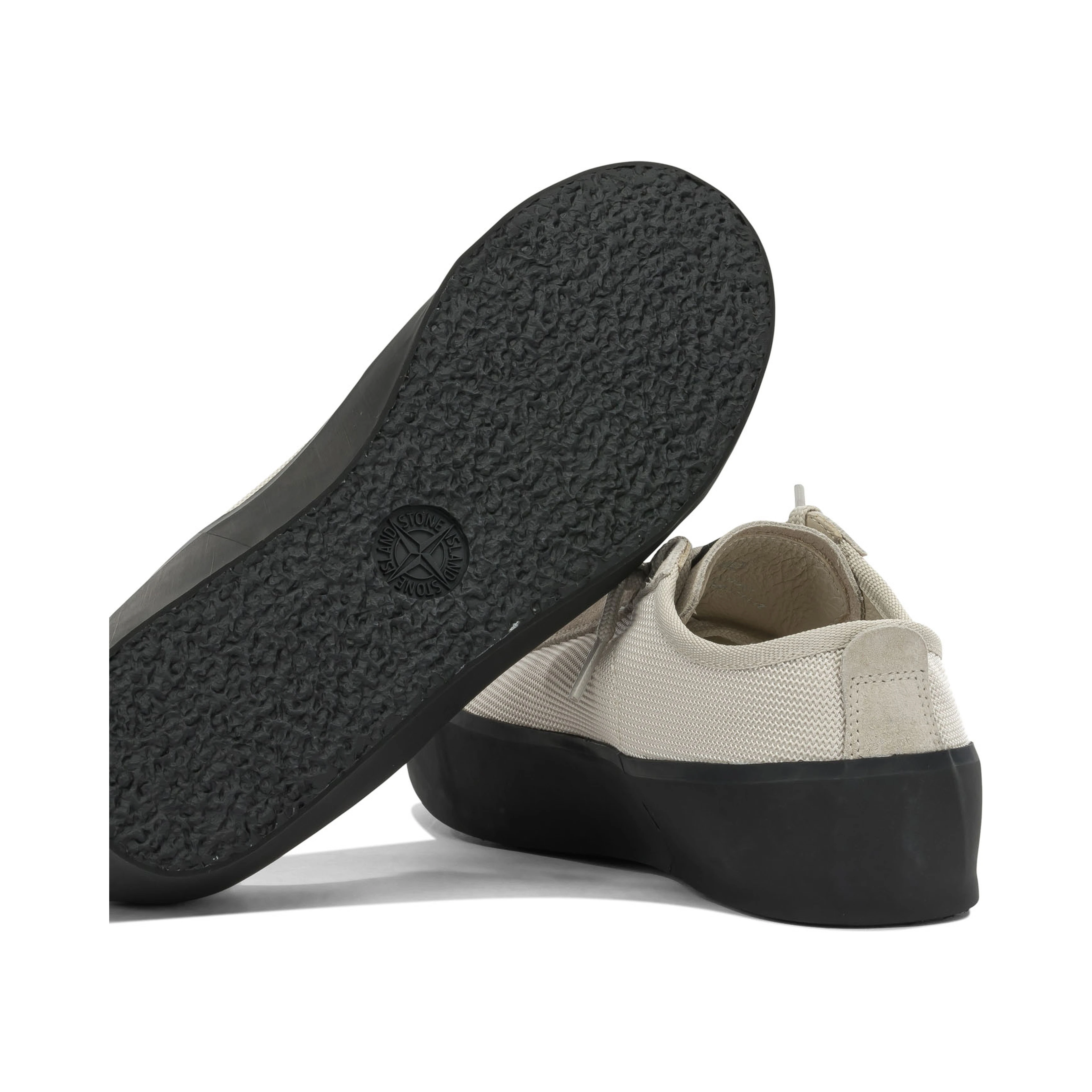 Sneakers in mixed leather and fabric