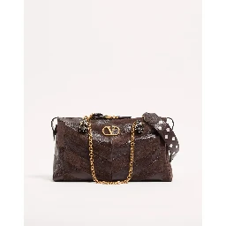 "Panthea" medium shoulder bag in suede and nappa leather