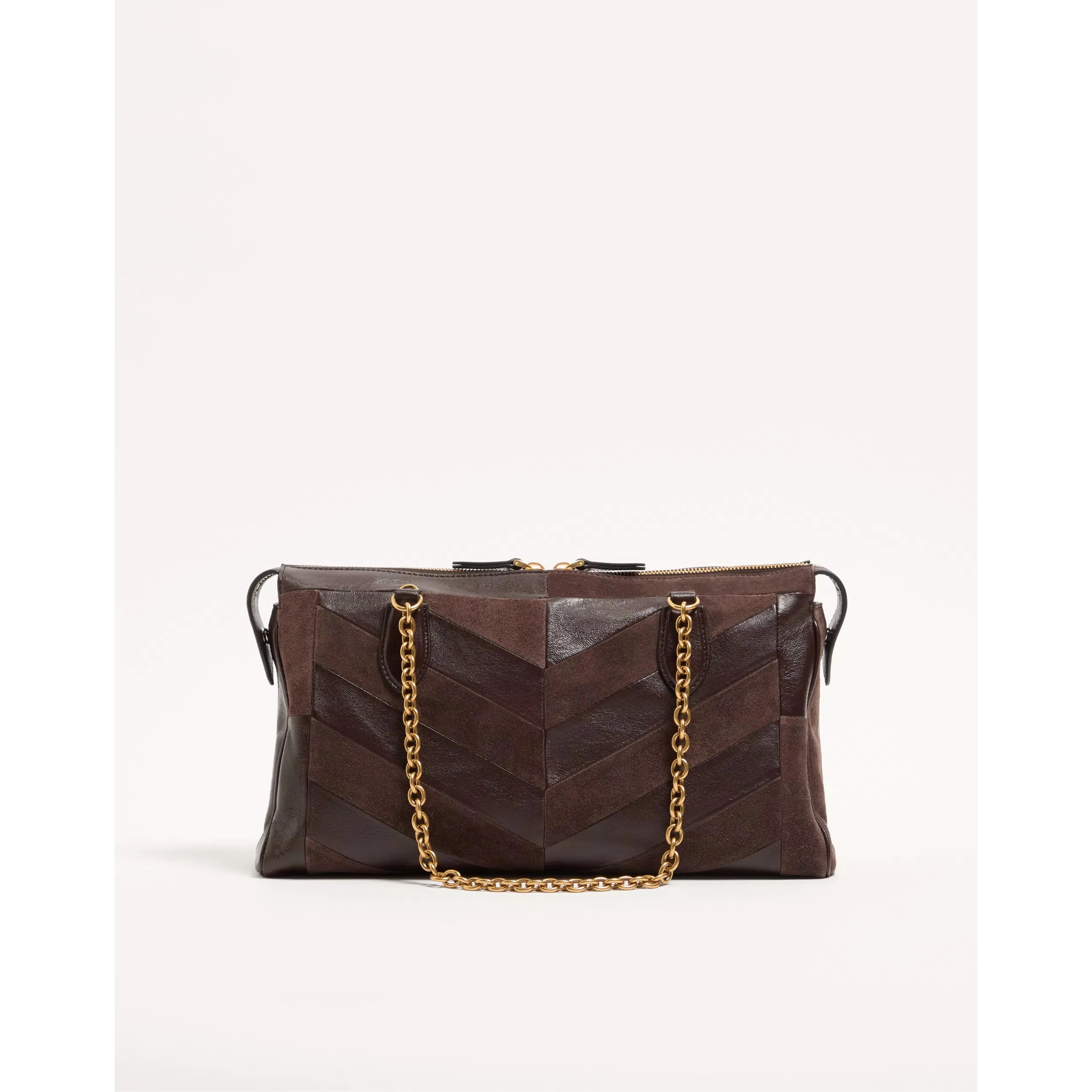 "Panthea" medium shoulder bag in suede and nappa leather