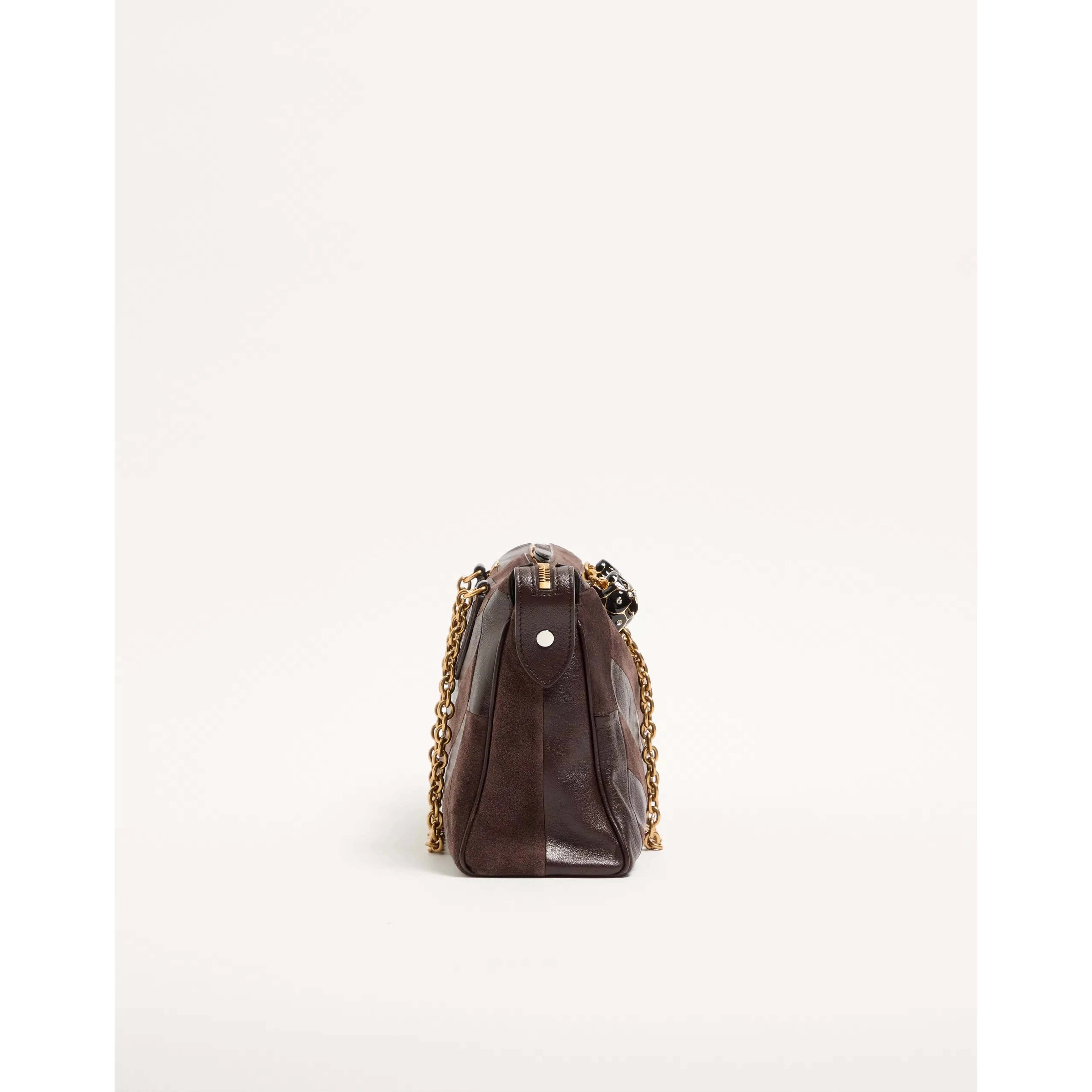 "Panthea" medium shoulder bag in suede and nappa leather