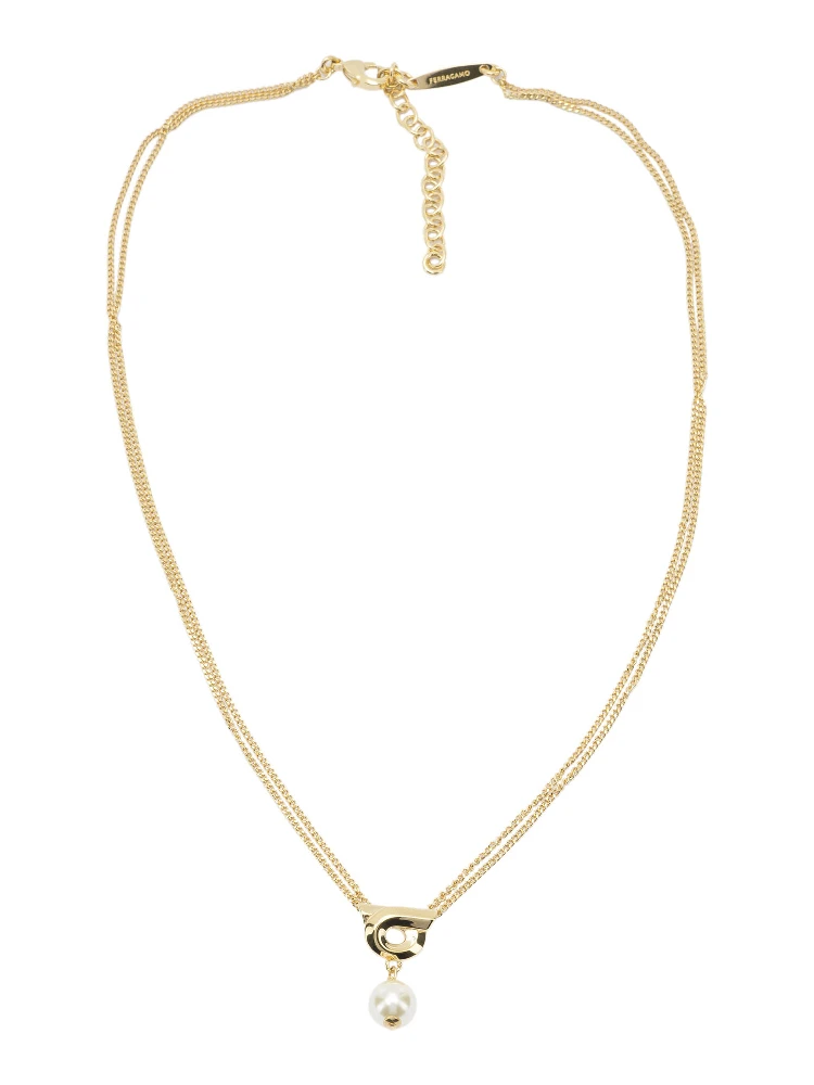 "Gancini" necklace with pearl alternative