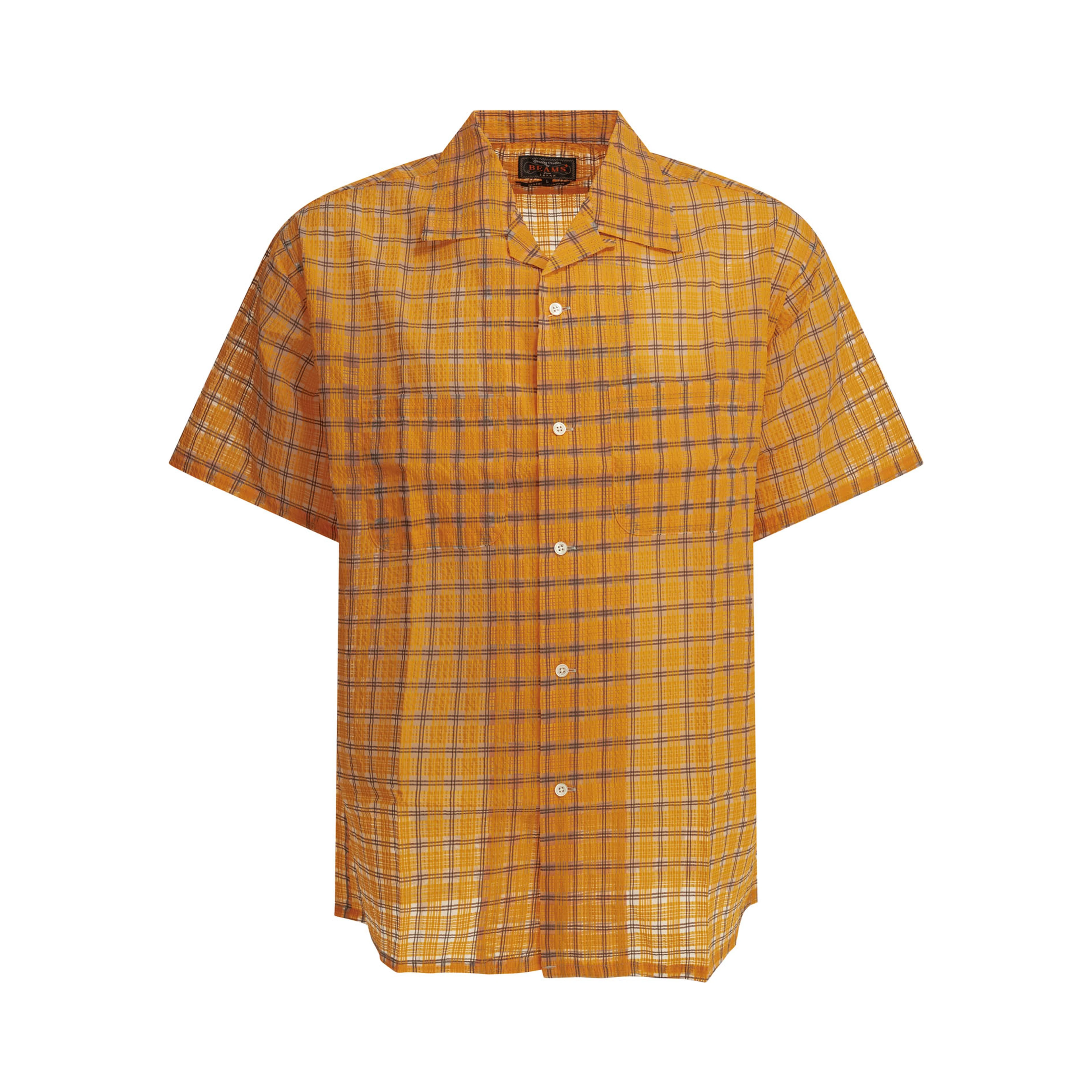 "Open Collar Nylon Airy Plaid" Casual Shirt