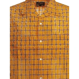 "Open Collar Nylon Airy Plaid" Casual Shirt