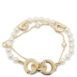 Double strand bracelet with pearls