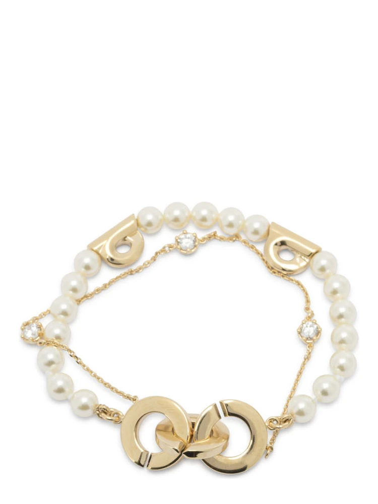 Double strand bracelet with pearls