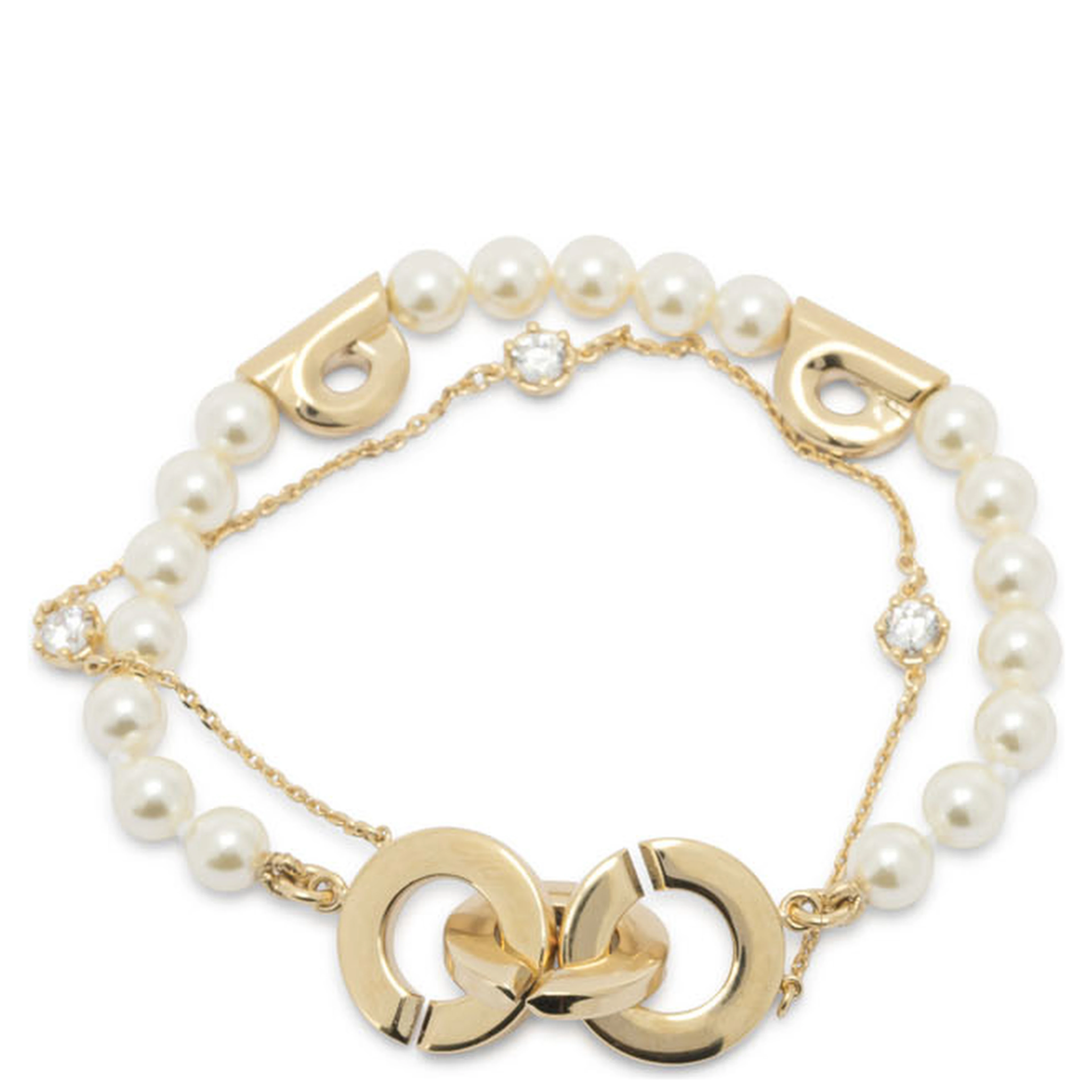 Double strand bracelet with pearls