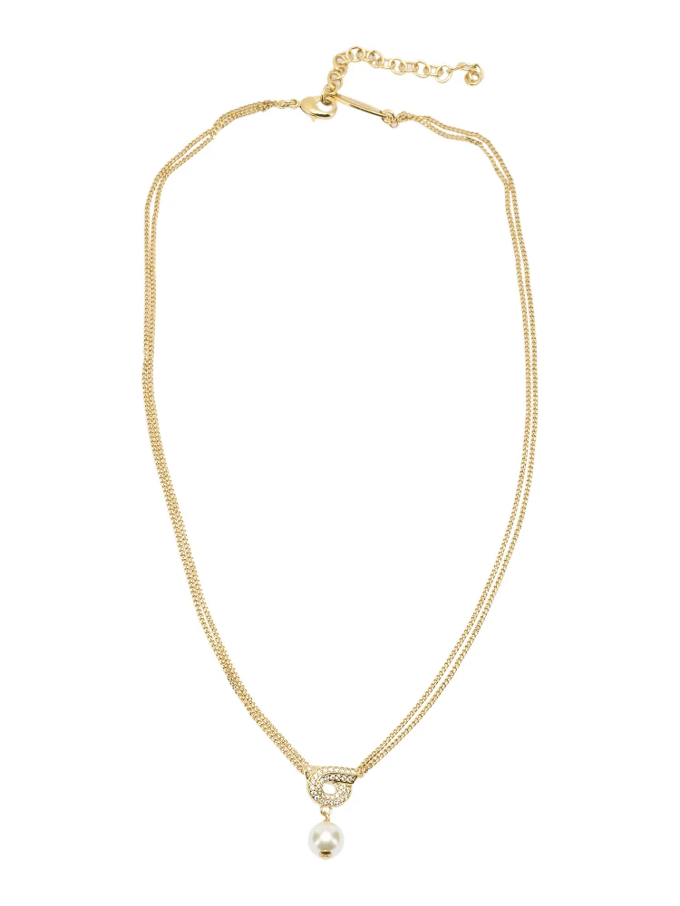 "Gancini" necklace with pearl alternative