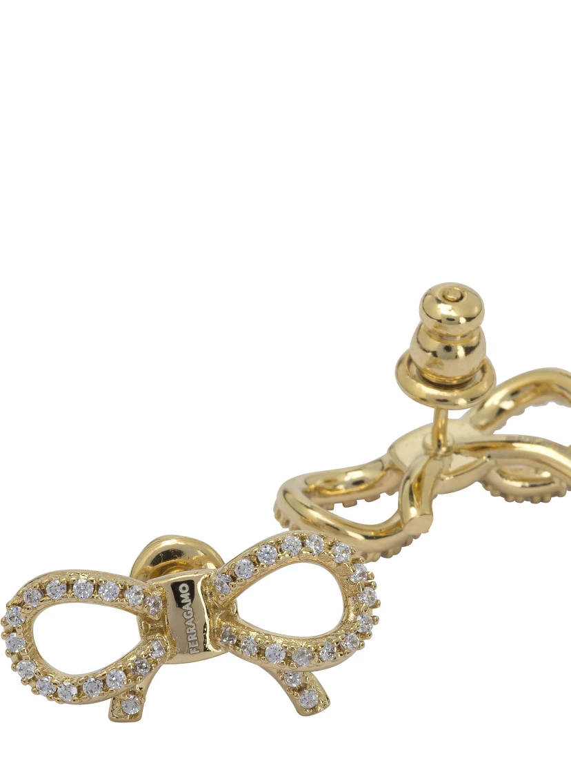 Bow earrings with rhinestones