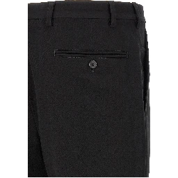 Black Cotton Casual Pants
