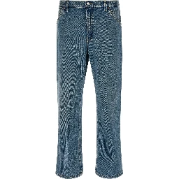 Blue Cotton Straight-Leg Jeans