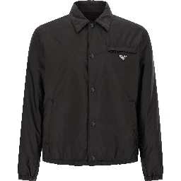 Black Recycled Polyamide Full-Length Jacket