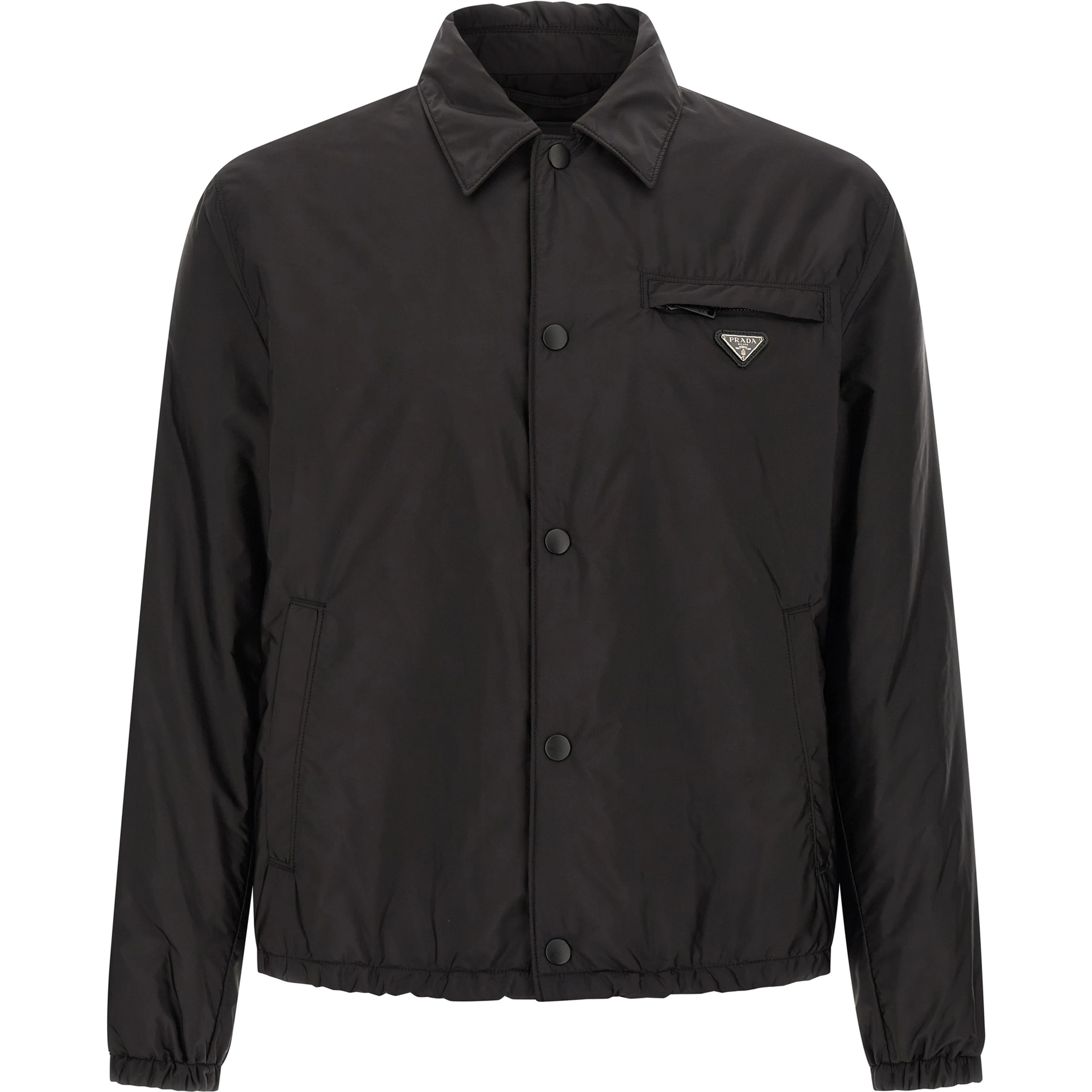 Black Recycled Polyamide Full-Length Jacket