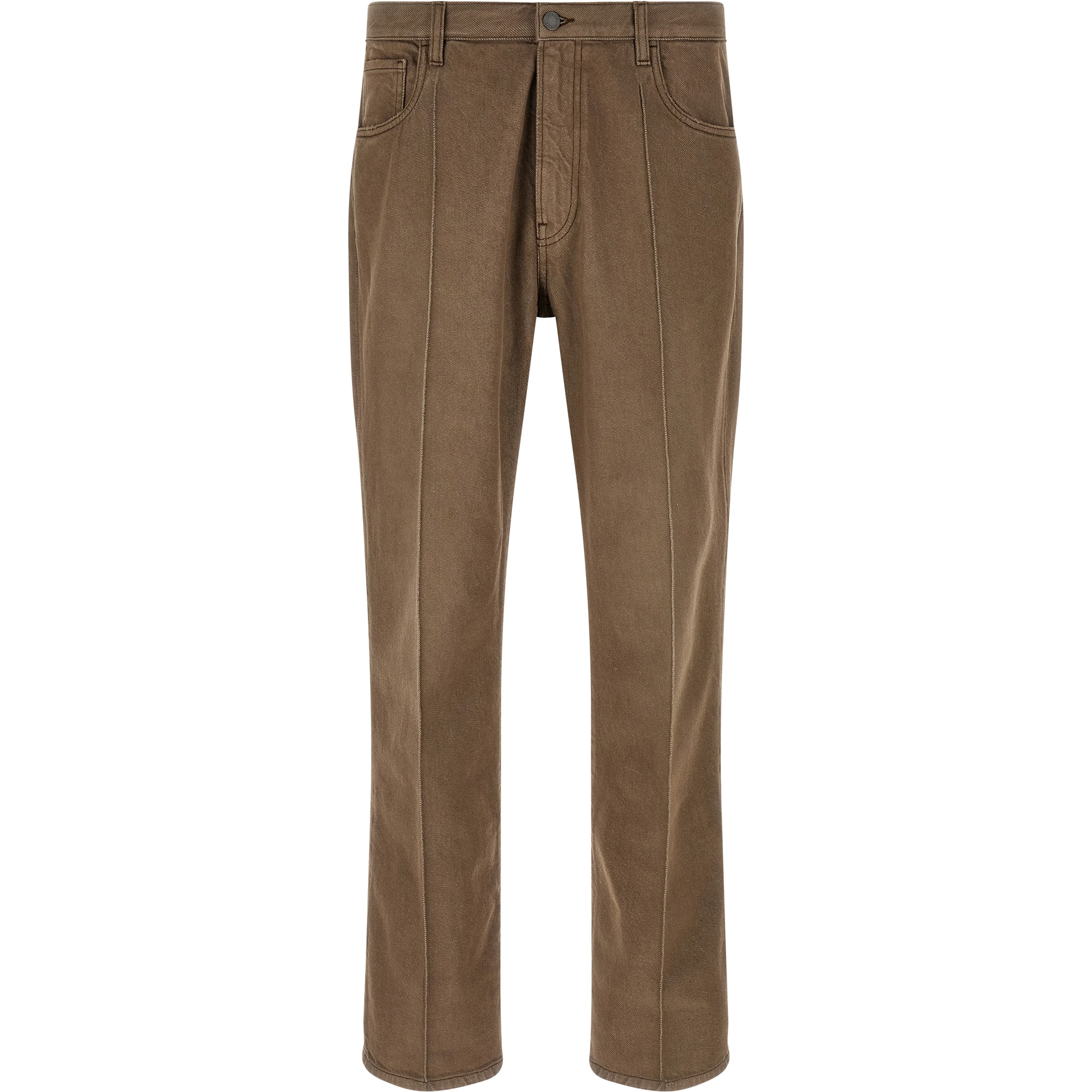 Brown Cotton Casual Pants
