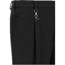 Black Cotton Casual Pants